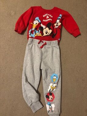 5 for $25Disney Red Mickey & Friends Sweatshirt with Gray Joggers